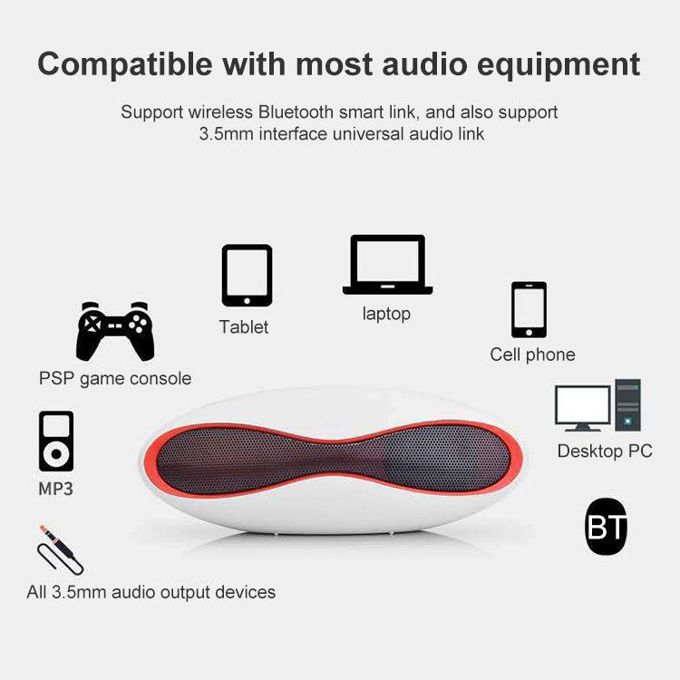 Loa Bluetooth mini 3D stereo hình bóng bầu dục có khe cắm thẻ TF (màu xanh dương)
