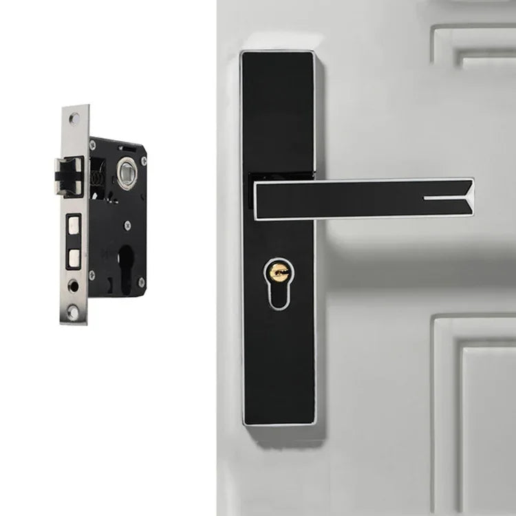 Khóa cửa trong nhà bằng hợp kim nhôm nam châm mạnh mẽ không tiếng ồn, tay cầm phần cứng khóa phòng ngủ, thân khóa nhỏ màu vàng đen 50, thân khóa nhỏ màu bạc đen 50