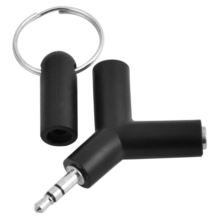 Bộ chuyển đổi âm thanh mini hình chữ Y 3.5mm đực sang đôi 3.5mm cái, móc khóa