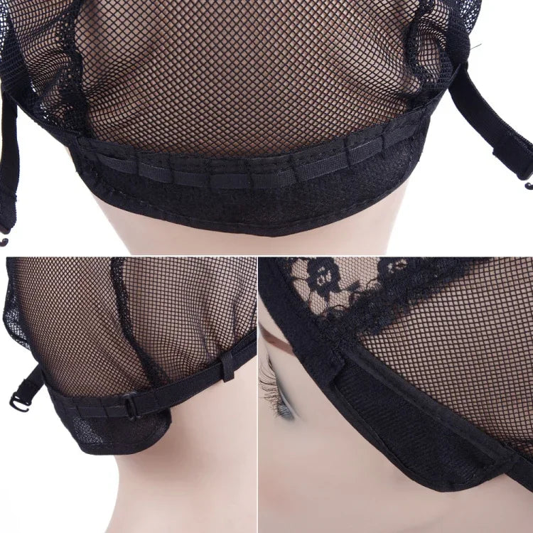 Mũ Lưới Tóc Co Giãn Ren Lưới Dưới Dùng Cho Tóc Giả, 56CM Màu Đen