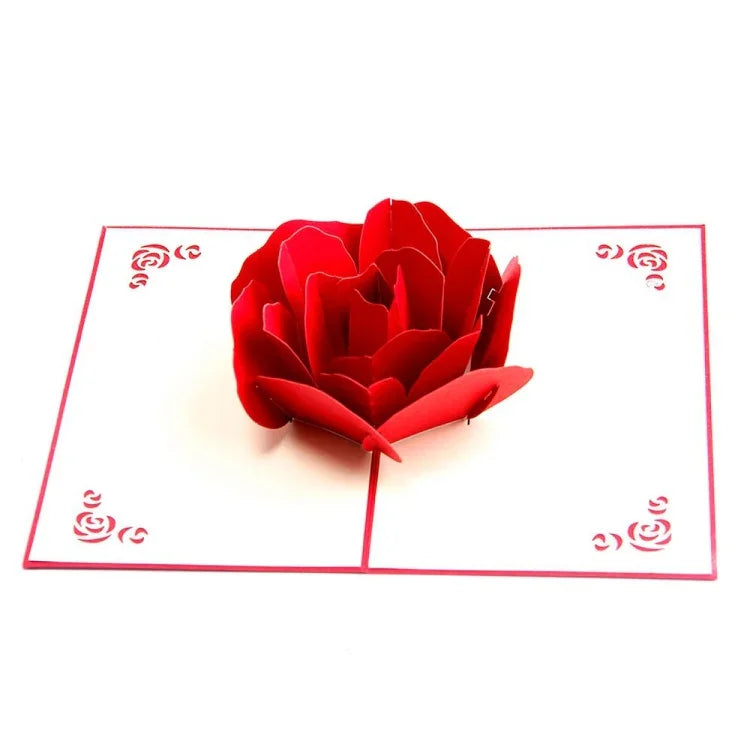 Thiệp chúc mừng hoa hồng nổi 3D cảm ơn, thiệp giấy thủ công trống cổ điển, thiệp quà sinh nhật tình yêu, kích thước: 13x16cm, thủ công trống
