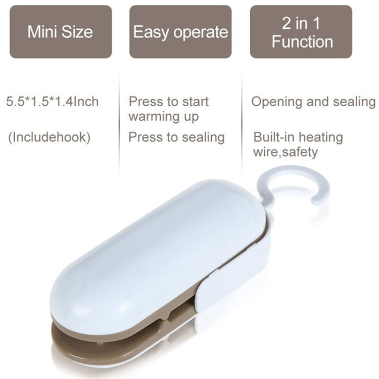Máy hàn miệng túi mini gia đình, kẹp niêm phong, màu nâu, xám