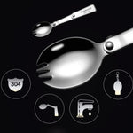 2 chiếc dao dĩa gấp bằng thép không gỉ tích hợp dùng đôi cho dã ngoại, giao màu ngẫu nhiên, thìa, dĩa