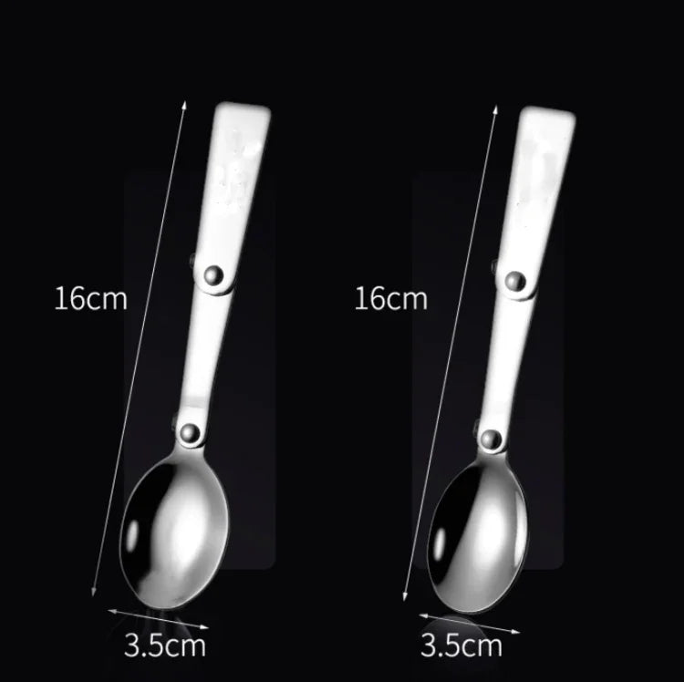2 chiếc dao dĩa gấp bằng thép không gỉ tích hợp dùng đôi cho dã ngoại, giao màu ngẫu nhiên, thìa, dĩa