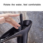 Vòi rửa lavabo phòng tắm kiểu thác nước nóng lạnh, 84535-1, loại cao 84535, màu đen 99529