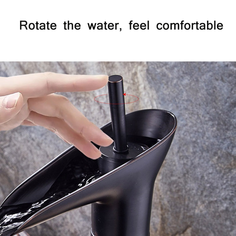 Vòi rửa lavabo phòng tắm kiểu thác nước nóng lạnh, 84535-1, loại cao 84535, màu đen 99529