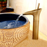 Vòi rửa lavabo phòng tắm kiểu thác nước nóng lạnh, 84535-1, loại cao 84535, màu đen 99529