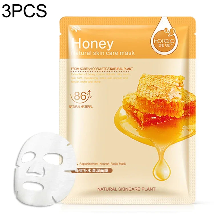 Bộ 3 mặt nạ chăm sóc da từ thực vật dưỡng ẩm, kiểm soát dầu, loại bỏ mụn đầu đen, mặt nạ bọc, chăm sóc da mặt, các loại: việt quất, nha đam, ô liu, mật ong, lựu đỏ, dưa leo