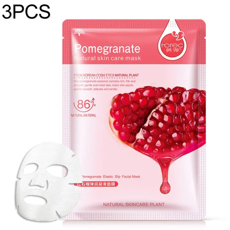 Bộ 3 mặt nạ chăm sóc da từ thực vật dưỡng ẩm, kiểm soát dầu, loại bỏ mụn đầu đen, mặt nạ bọc, chăm sóc da mặt, các loại: việt quất, nha đam, ô liu, mật ong, lựu đỏ, dưa leo