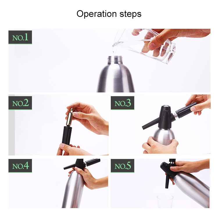 Bình xịt soda CO2 thủ công, máy tạo bọt nước, máy làm đồ uống lạnh cocktail soda, nhôm, dụng cụ làm soda tại nhà, dung tích: 1L