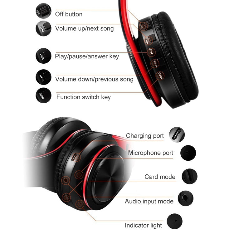 Tai nghe Bluetooth tai nghe không dây Stereo gập được thể thao có micro, tai nghe rảnh tay MP3