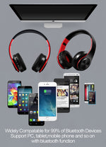 Tai nghe Bluetooth stereo HiFi không dây cho Xiaomi iPhone Samsung Tablet, có mic, Hỗ trợ thẻ SD & FM