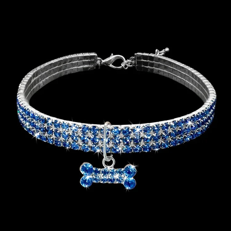Vòng cổ chó đính đá lấp lánh, vòng cổ chó con Chihuahua pha lê, phụ kiện thú cưng cho chó nhỏ, L, M, S