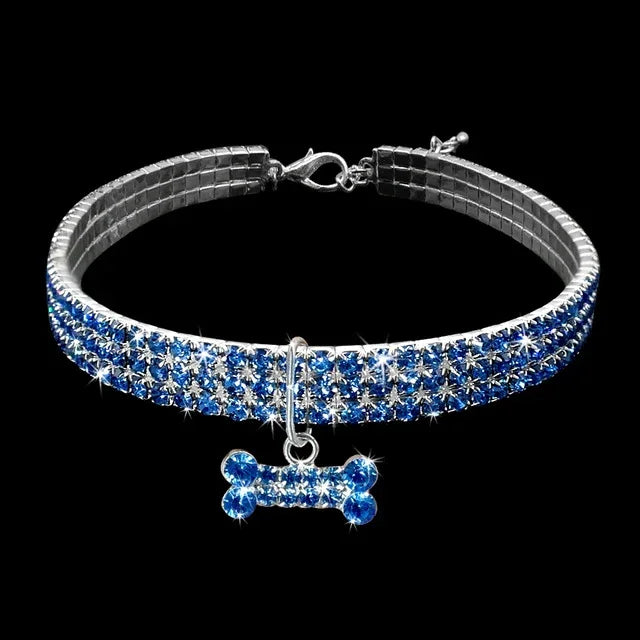 Vòng cổ chó đính đá lấp lánh, vòng cổ chó con Chihuahua pha lê, phụ kiện thú cưng cho chó nhỏ, L, M, S