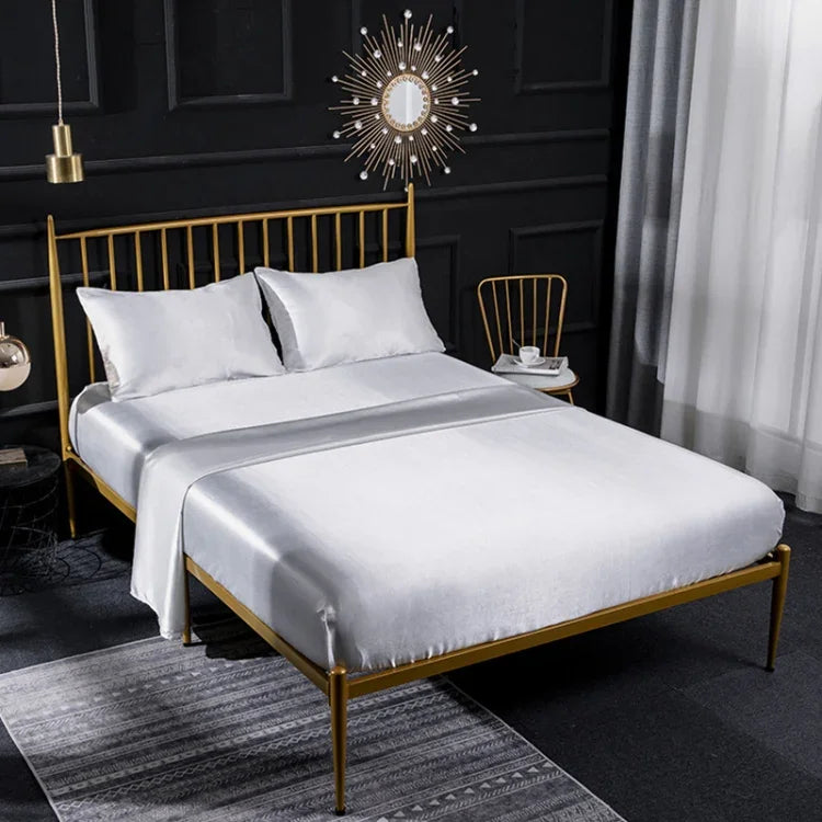 Bộ ga trải giường bốn món vỏ gối, ga phẳng, ga chun mô phỏng lụa băng tại nhà, US-Full/UK-D:138x190x35cm, US-Queen/UK-K:153x203x35cm, US-King:198x203x35cm, UK-SK:180x200x35cm, US-King: 198x203x35cm