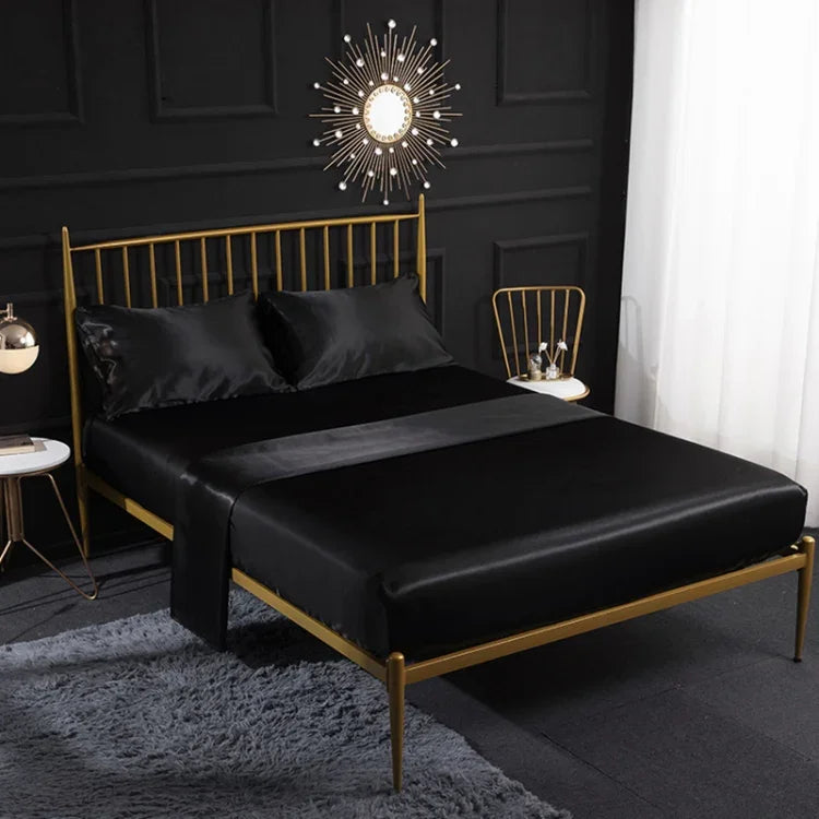 Bộ ga trải giường bốn món vỏ gối, ga phẳng, ga chun mô phỏng lụa băng tại nhà, US-Full/UK-D:138x190x35cm, US-Queen/UK-K:153x203x35cm, US-King:198x203x35cm, UK-SK:180x200x35cm, US-King: 198x203x35cm