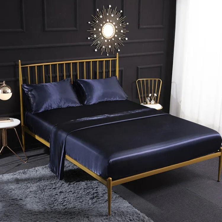 Bộ ga trải giường bốn món vỏ gối, ga phẳng, ga chun mô phỏng lụa băng tại nhà, US-Full/UK-D:138x190x35cm, US-Queen/UK-K:153x203x35cm, US-King:198x203x35cm, UK-SK:180x200x35cm, US-King: 198x203x35cm