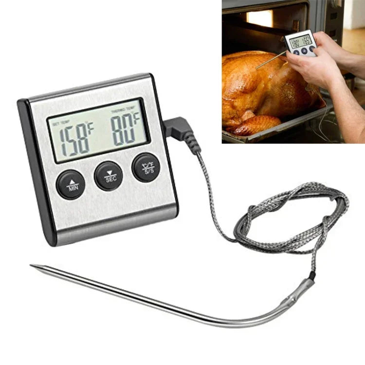 Nhiệt kế lò nướng kỹ thuật số, dụng cụ đo nhiệt độ thực phẩm nấu ăn, thịt, BBQ, đồng hồ hẹn giờ, đo nhiệt độ nước sữa, Dụng cụ nấu ăn, Nhiệt kế lò nướng kỹ thuật số