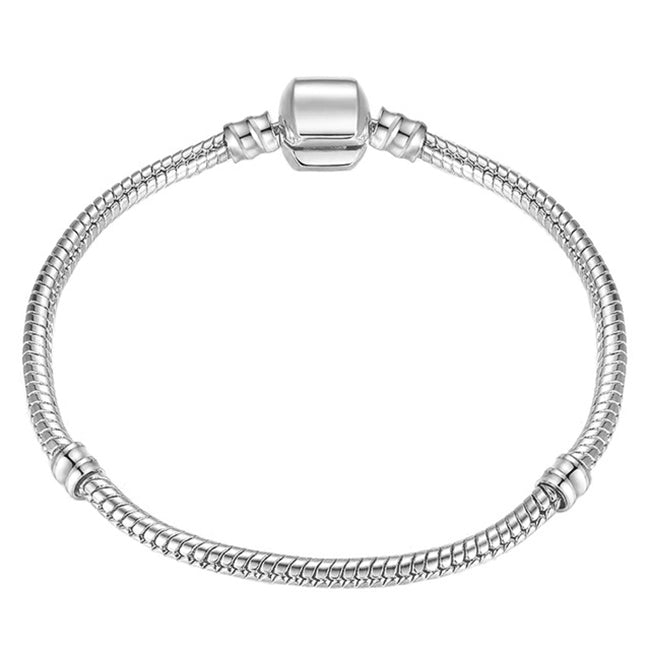 Vòng tay mắt xích dây chuyền rắn bạc 17-21cm phù hợp với vòng Pandora phong cách châu Âu, 19cm, 18cm, 20cm, 21cm