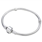 17-21cm Silver Snake Chain Link Bracelet Fit European Charm Pandora Bracelet, 20cm, 21cm, 19cm, 18cm