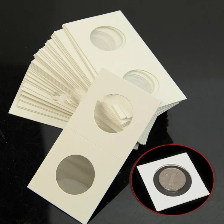 50 chiếc / 3 bộ kẹp giấy bảo vệ đồng xu đường kính 40mm hình vuông, kẹp giấy