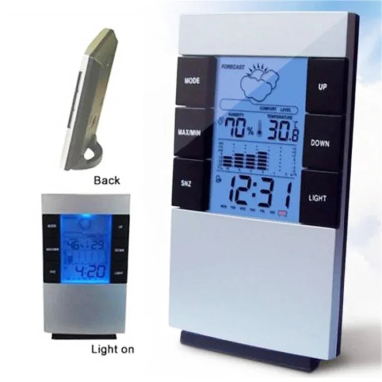 Máy đo nhiệt độ độ ẩm kỹ thuật số LCD gia đình, đồng hồ báo thức, Máy đo độ ẩm