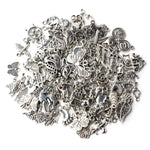100 chiếc vòng tay châu Âu màu bạc cổ điển pha trộn, mặt dây chuyền charm thời trang DIY thủ công