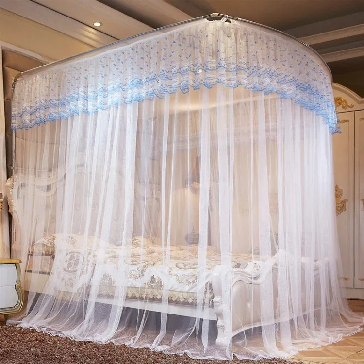Màn chống muỗi sàn ống thép không gỉ ba cửa hình chữ U, ống dày 25mm kích thước 1.2x2.0m, 1.5x2.0m, 1.8x2.0m, 1.8x2.2m, 2.0x2.2m, ống siêu dày 32mm kích thước 1.2x2.0m, 1.5x2.0m, 1.8x2.0m