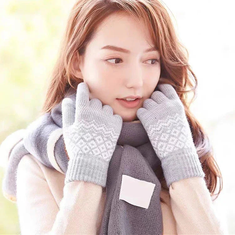 Găng tay cảm ứng mùa đông cho nữ và nam, ấm, dệt co giãn, giả len, dày, găng tay ngón đầy đủ, màu trắng, xám, đen, vàng, xanh hải quân, trắng trẻ em, đen trẻ em, A-xanh hải quân, A-đen, A-trắng, A-xám, B-xám, B-xanh, C-vàng, C-xanh, C-tím