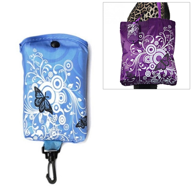 Foldable Shopping Bag Butterfly Flower Oxford Fabric Shoulder Bag Reusable Tote Bag, purple, coffee, red, rose red, purple red, sapphire blue, sky blue, orange, black
