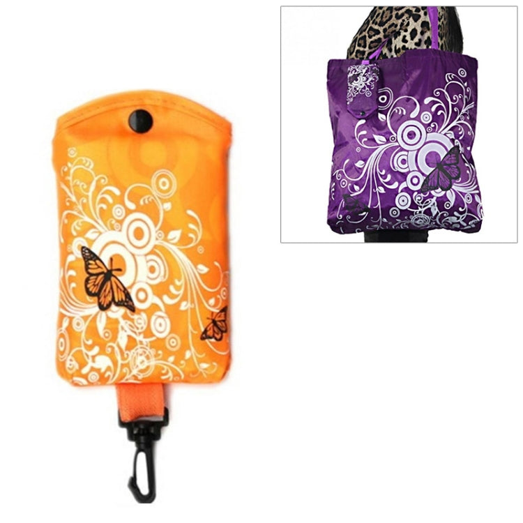 Foldable Shopping Bag Butterfly Flower Oxford Fabric Shoulder Bag Reusable Tote Bag, purple, coffee, red, rose red, purple red, sapphire blue, sky blue, orange, black