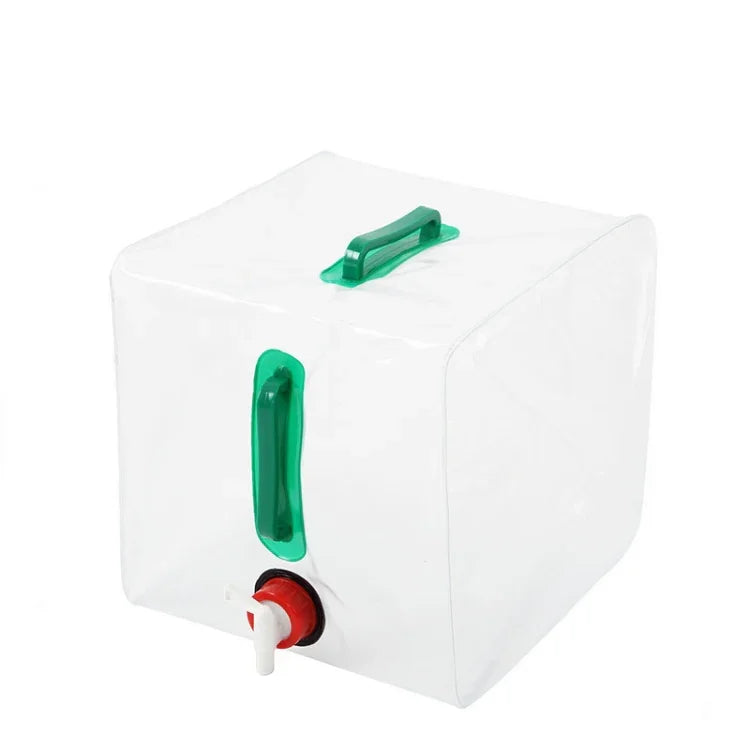 20L Outdoor Camping Folding Bucket Transparent Plastic Folding Water Bag, 20(Grenn）