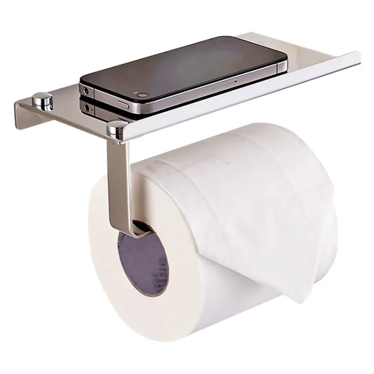 Giá đỡ giấy vệ sinh bằng thép không gỉ bóng kèm kệ để điện thoại, giá đỡ giấy vệ sinh bóng