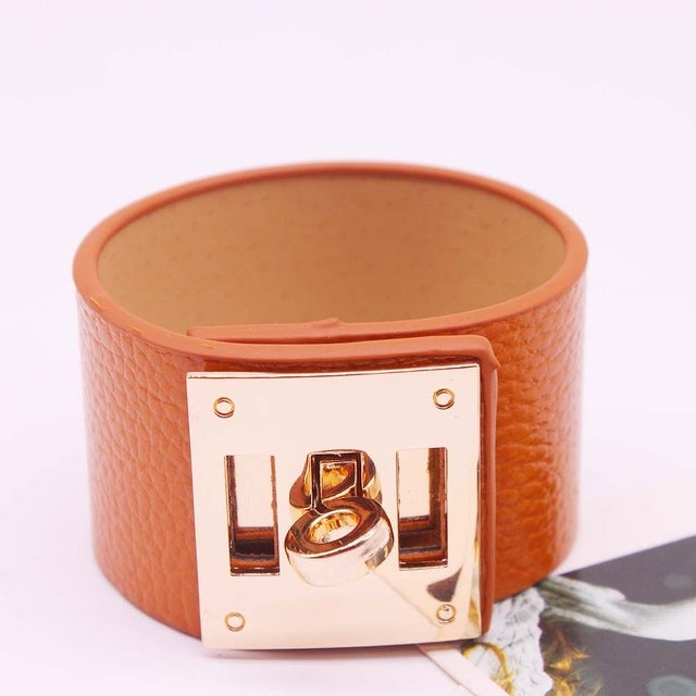 Vòng tay da rộng phong cách punk cho nữ, vòng tay bấm, 1, 2, 5, 6