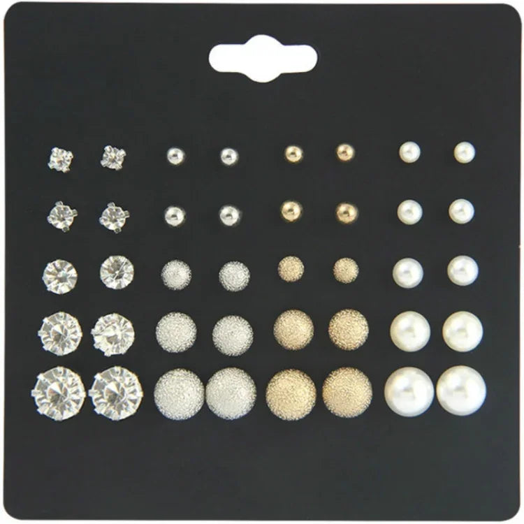 20 đôi / gói bông tai zircon sáu càng nữ ngọc trai kim cương trang sức