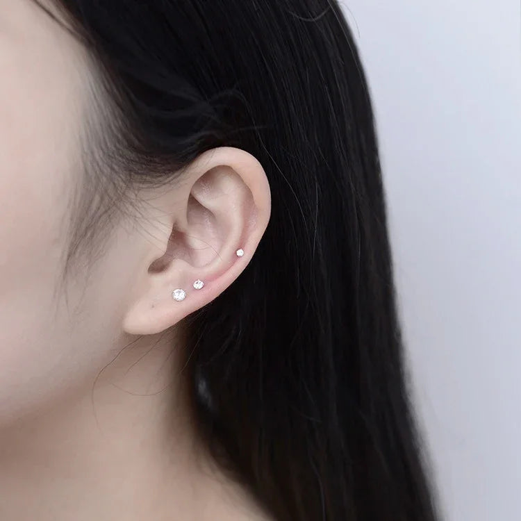 20 đôi / gói bông tai zircon sáu càng nữ ngọc trai kim cương trang sức