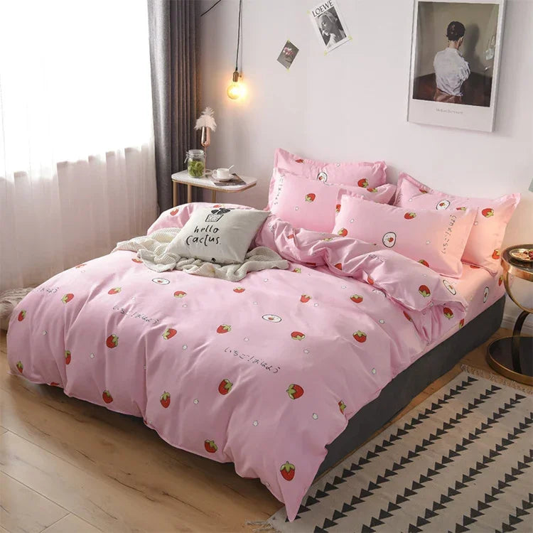 Bộ ga trải giường bốn món vải cotton đơn giản, 150x200cm