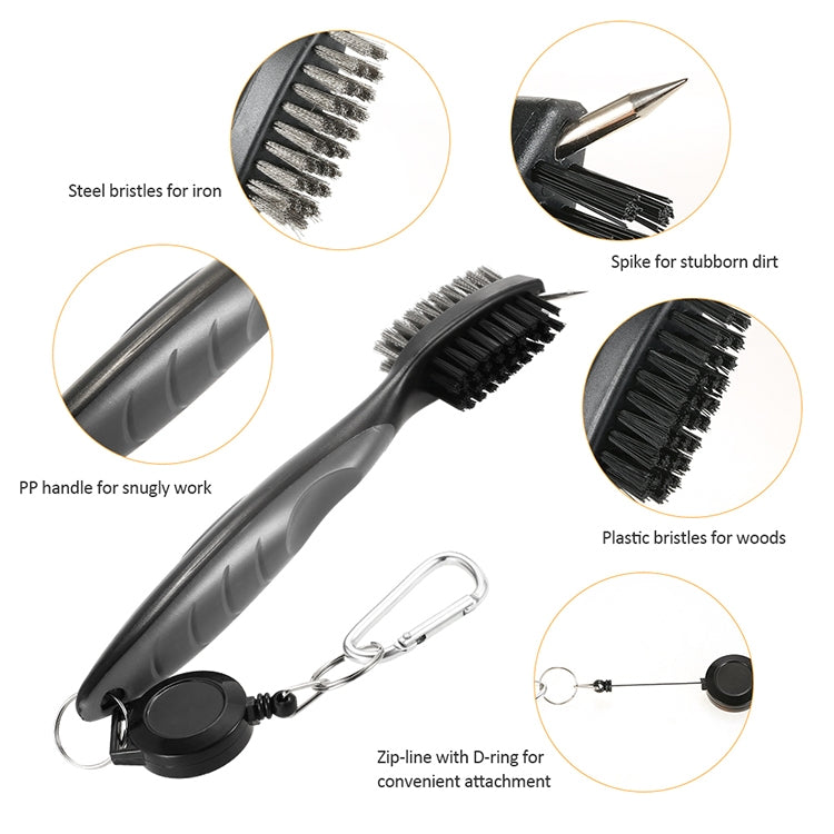 Bộ cọ vệ sinh khe bóng gậy golf, ZY-0021 cọ xanh dương, ZY-0021 cọ đen, ZY-0021 cọ xanh lá, ZY-0021 cọ đỏ, ZY-0021 cọ cam