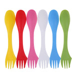 2 Set  3 In 1 Outdoor Camp Tableware Heat Resistant Spoon Fork Knife Camping Hiking Utensils (6pcs=1set), 2 Set