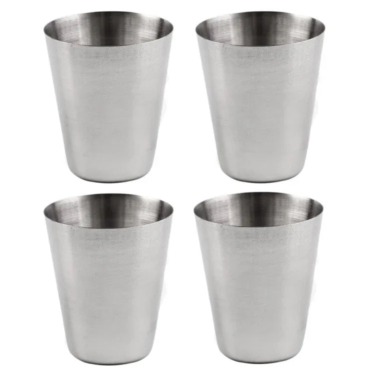 Bộ cốc mini 4 trong 1 bằng thép không gỉ ngoài trời, cốc da di động cho đi bộ, cắm trại, du lịch, 30ML