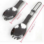 2 chiếc dao dĩa inox gấp dùng cho cắm trại ngoài trời, bộ đồ ăn dã ngoại