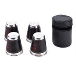 Bộ cốc du lịch dã ngoại 4 trong 1 70ml bằng thép không gỉ, cốc rượu vang bia ly whiskey da PU
