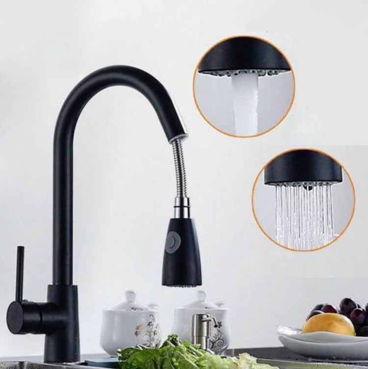 Vòi Rút Nhà Bếp Nóng Lạnh Thép Không Gỉ 304 Có Thể Kéo Ra Xoay Được, Đồng Mạ Điện, Thép Không Gỉ Màu Đen, Mạ 304, Mạ Đồng + Chặn Nước