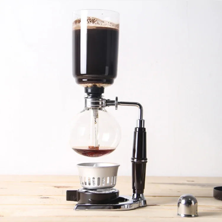 Ấm Pha Cà Phê Siphon Cổ Điển Tay Cầm Đen Bằng Thủy Tinh Dùng Cho 5 Người, Kích Thước: 37.5x11.3cm, Ấm Cà Phê Có Tay Cầm