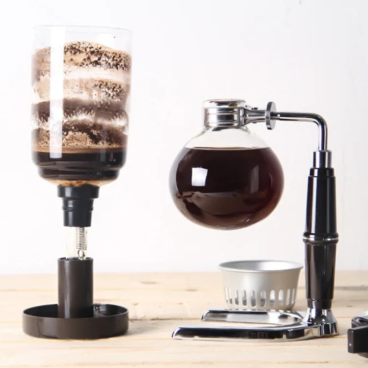 Ấm Pha Cà Phê Siphon Cổ Điển Tay Cầm Đen Bằng Thủy Tinh Dùng Cho 5 Người, Kích Thước: 37.5x11.3cm, Ấm Cà Phê Có Tay Cầm
