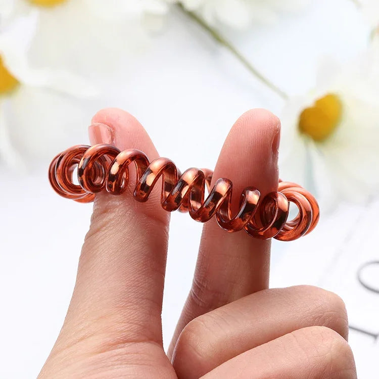 Bộ 10 Chiếc Dây Buộc Tóc Co Giãn Nhiều Màu Hình Xoắn Ốc Dây Buộc Tóc Đuôi Ngựa Dây Cao Su Dây Tóc Dây Điện Thoại Phụ Kiện Tóc