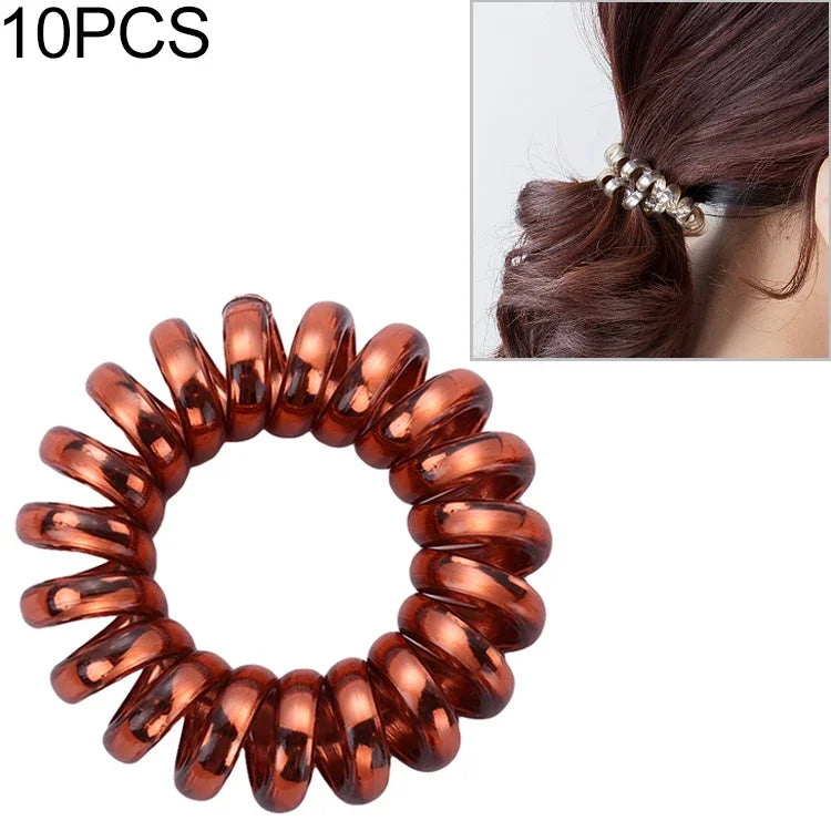 Bộ 10 Chiếc Dây Buộc Tóc Co Giãn Nhiều Màu Hình Xoắn Ốc Dây Buộc Tóc Đuôi Ngựa Dây Cao Su Dây Tóc Dây Điện Thoại Phụ Kiện Tóc