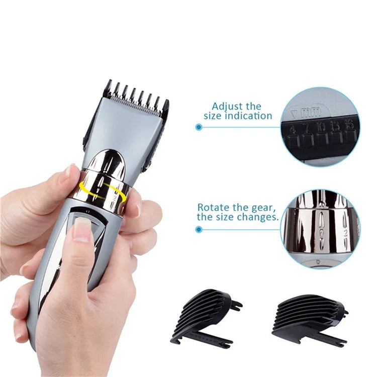 Tông Đơ Cắt Tóc Điện Chống Nước Có Thể Sạc, Máy Cắt Tóc, Tông Đơ Cạo Râu, Màu Đỏ, Màu Xám