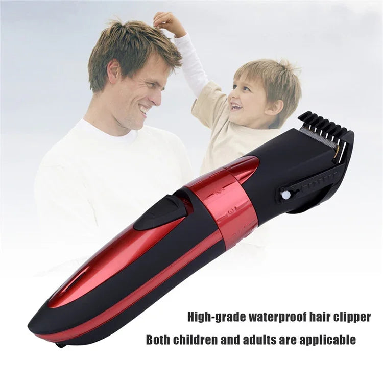 Tông Đơ Cắt Tóc Điện Chống Nước Có Thể Sạc, Máy Cắt Tóc, Tông Đơ Cạo Râu, Màu Đỏ, Màu Xám