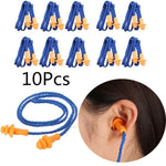 10 cái nút bịt tai mềm bằng silicone có dây, bảo vệ tai tái sử dụng, giảm tiếng ồn